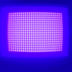 Halftone image of a CRT grid overlay with faint purple tones, retro computer UI